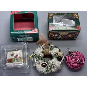 Old World Glass Christmas Ornament Rose With Box/Wreath/Home Vintage